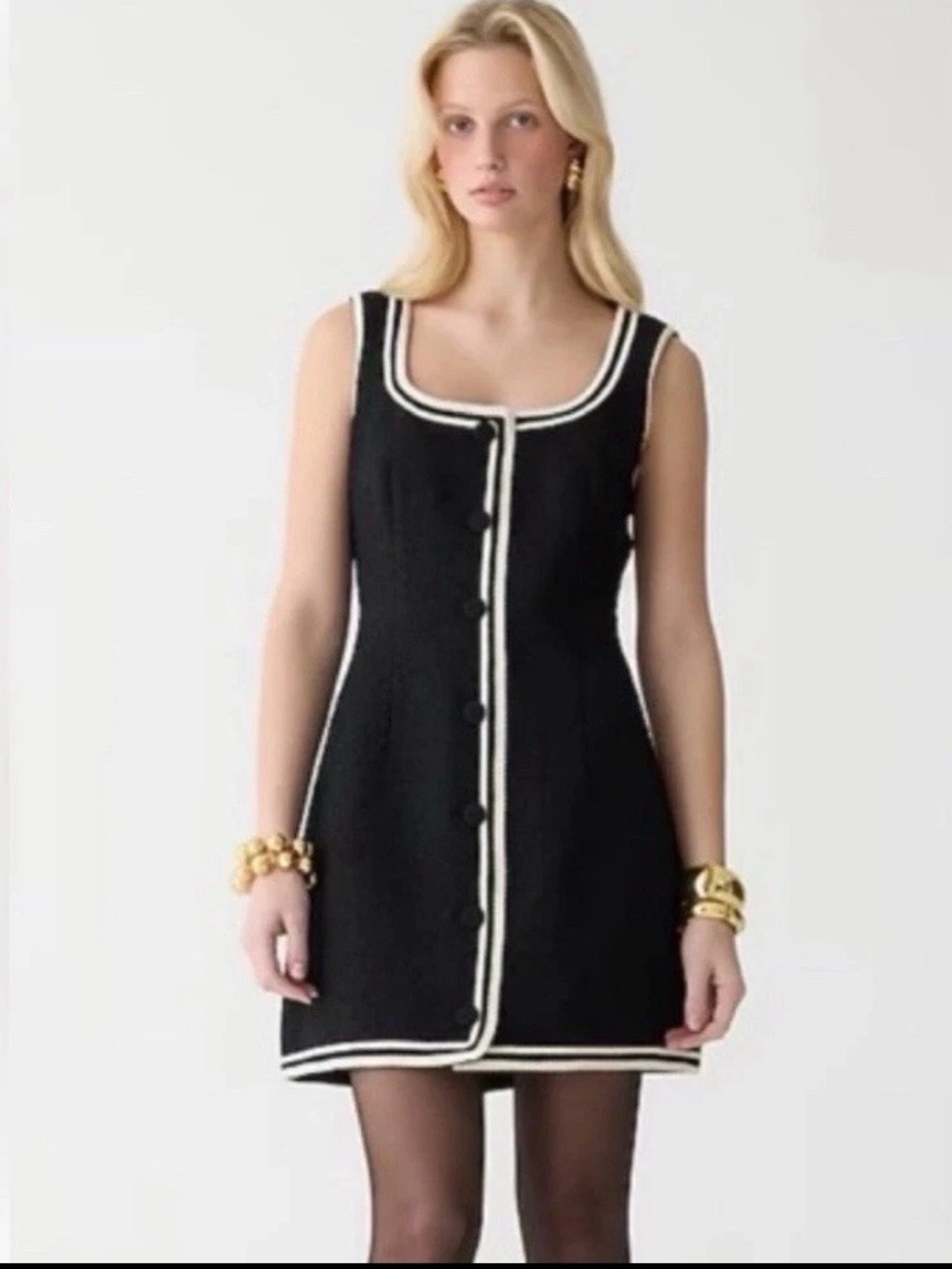 J Crew Sophia Black Tweed Sheath Wool Mini Dress Sleeveless Plus 22